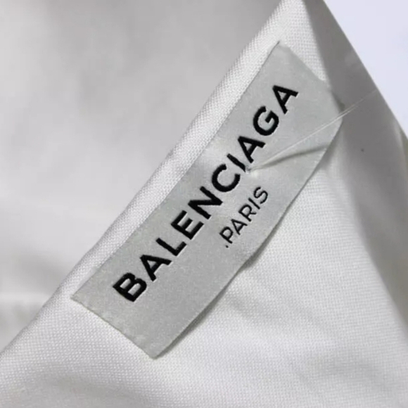 Balenciaga Womens Short Sleeve Asymmetric Button Up Blouse White Size 40 (US 8) - Picture 6 of 6
